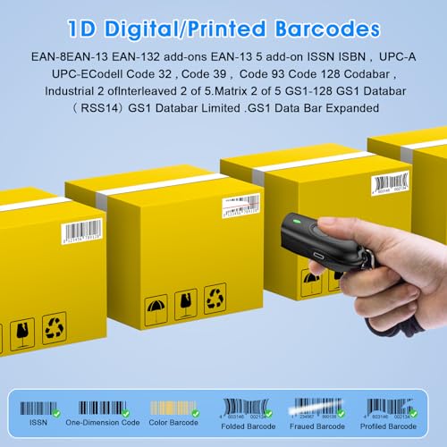 Symcode Bluetooth Barcode Scanner Mini 1D Small Portable Bar Code Scanner 3-in-1 Bluetooth & 2.4G Wireless & USB Wired Barcode Scanner with Android,iOS,Computers,Windows - color: 1D Laser Black