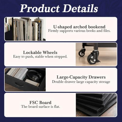 Faesun 22IN Mobile Filing Cabinet, Rolling File Cabinet with Fabric Drawers - color: Black