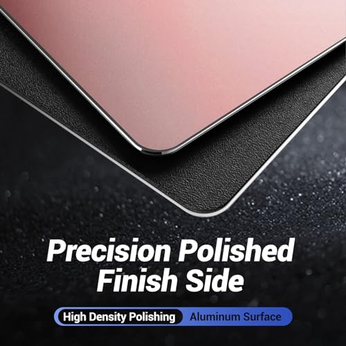 HONKID Metal Aluminum Mouse Pad Pink, Office and Gaming Thin Hard Mouse Mat Double Sided Waterproof Fast and Accurate Control Mousepad for Laptop, Computer and PC,9.06"x7.08",Rose Gold - color: Rose gold, size: 9.1L x 7.1W inches