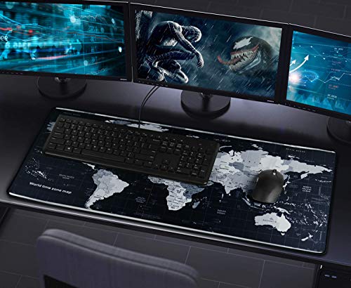 Gaming Mouse Pad, Non-Slip Spill-Resistant Large Extended Desk Mouse Pad - color: Map, size: 31.5L x 15.7W inches