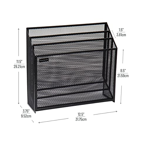 Mind Reader Metal Mesh File Organizer, Black | 3-Tier | Desktop | Modern Style | Pack of 4 - size: Single (Pack of 4)