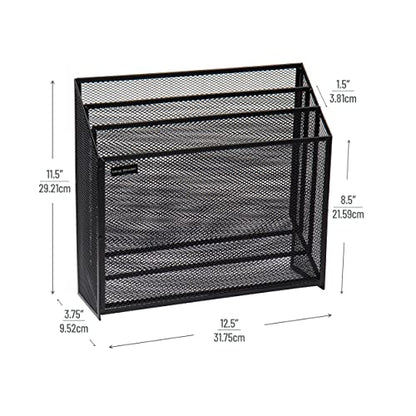 Mind Reader Metal Mesh File Organizer, Black | 3-Tier | Desktop | Modern Style | Pack of 4 - size: Single (Pack of 4)
