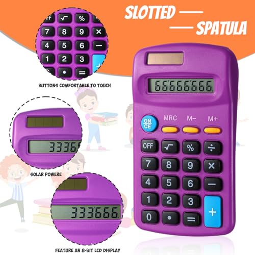 Copkim 24 Pack Student Mini Calculator for Classroom, 8-Digit Display Dual Powered Handheld Math Tools for Teachers, School Supplies and Classroom Rewards, Compact Design(Purple) - color: Purple