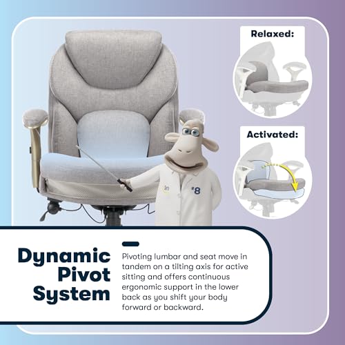 Serta Ergonomic Executive Office Chair Motion Technology Adjustable Mid Back Design with Lumbar Support, Light Gray Fabric - color: Light Gray Fabric