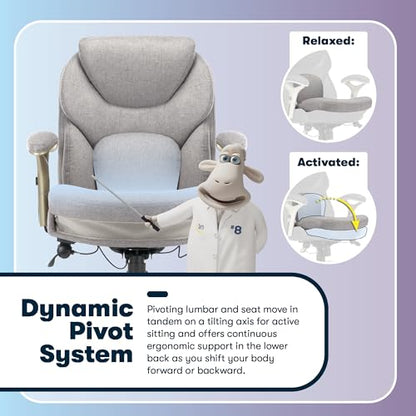 Serta Ergonomic Executive Office Chair Motion Technology Adjustable Mid Back Design with Lumbar Support, Light Gray Fabric - color: Light Gray Fabric