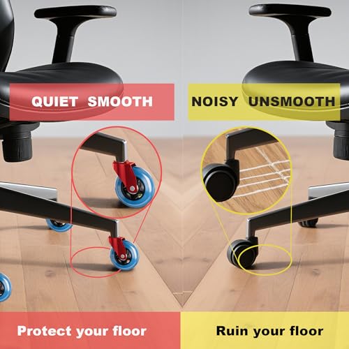 Office Chair Wheels Replacement Rubber Chair Casters Heavy Duty - color: Red
