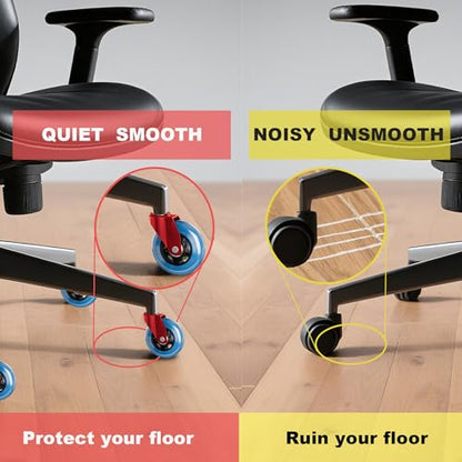 Office Chair Wheels Replacement Rubber Chair Casters Heavy Duty - color: Red