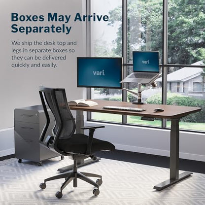 Vari Classic Electric Standing Desk – 60x30 – Walnut/Slate - color: Walnut Top / Slate Legs, size: 60 in x 30 in