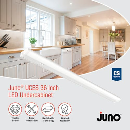 Juno UCES 36 Inch LED Under Cabinet Lighting, LED Kitchen Cabinet Light Fixture Hardwired, Dimmable, Damp Rated, Selectable Soft, Warm, Neutral, Cool, Daylight White Light (UCES 36IN SWW5 90CRI WH M6) - size: 36-inch