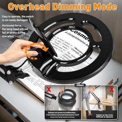 2200 Lumens Magnifying Lamp with Light, 10X Real Glass Lens - color: Black
