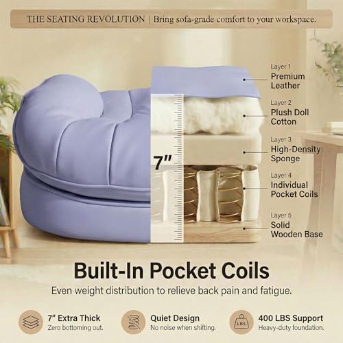 Efomao Big & Tall Desk Chair, Wide Executive Office Chair with Footrest Purple - color: 3070mus-purple