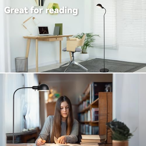 LALISU Modern Metal Reading Standing Floor Lamp with Rotatable Shade, Black - color: Black