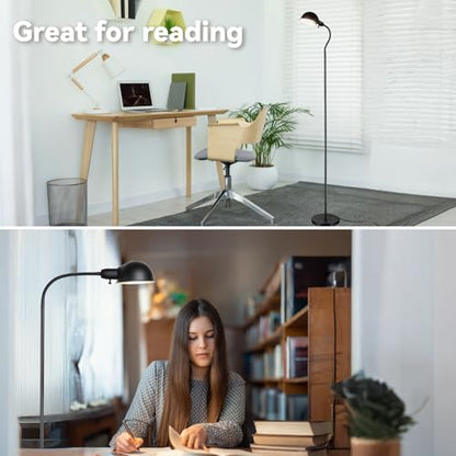 LALISU Modern Metal Reading Standing Floor Lamp with Rotatable Shade, Black - color: Black