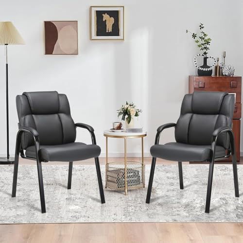 CLATINA Leather Guest Chair with Padded Arm Rest for Reception Meeting Conference and Waiting Room Side Office Home Black 8 Pack - color: Black, size: 8 Pack