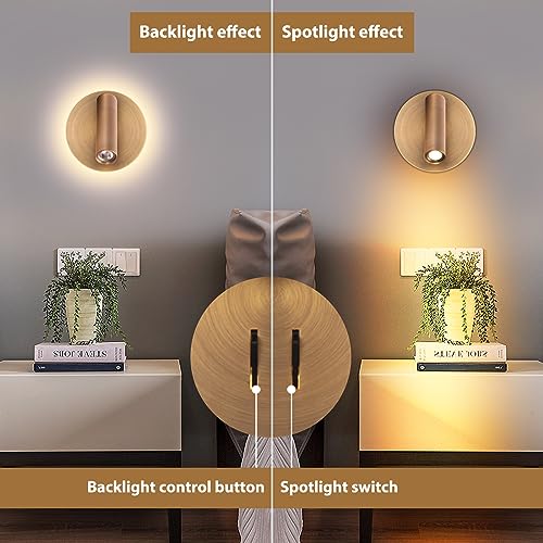 Wall Mount Reading Light for Bed, Backlight Night Wall Lamp, Hardwired Sconce with Switch, Adjustable Wall Sconce Surface Mount Book Reading Lamp,LED Wall Lighting for Bedroom Bedside Lamps (Bronze) - color: Bronze