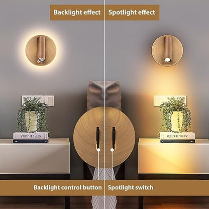 Wall Mount Reading Light for Bed, Backlight Night Wall Lamp, Hardwired Sconce with Switch, Adjustable Wall Sconce Surface Mount Book Reading Lamp,LED Wall Lighting for Bedroom Bedside Lamps (Bronze) - color: Bronze