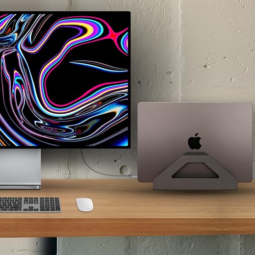 Vertical Laptop Stand, Space Saving Holder with Tool-Free Width Adjustment, Pretty Anodized Aluminum for Desk, Universal Fit for 10-17" Laptop - color: Black
