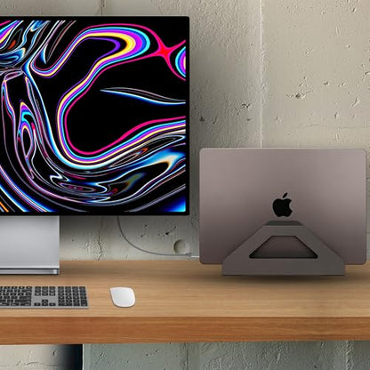 Vertical Laptop Stand, Space Saving Holder with Tool-Free Width Adjustment, Pretty Anodized Aluminum for Desk, Universal Fit for 10-17" Laptop - color: Black