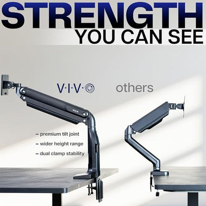 VIVO Aluminum Ultrawide Monitor Stand, Classic, Fits up to 49 inch Computer Screens, Single Articulating Pneumatic Arm, C-Clamp and Grommet Desk Mount, Max VESA 200x100, Black, STAND-V100H - style: Classic