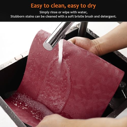 Red Plastic Vinyl Placemats Set of 12, Waterproof Heat Resistant Table Mats,Faux Leather Wipeable Washable Easy Clean Non-Slip Place Mats for Indoor Outdoor(12,Red) - color: Red