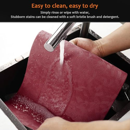 Red Plastic Vinyl Placemats Set of 12, Waterproof Heat Resistant Table Mats,Faux Leather Wipeable Washable Easy Clean Non-Slip Place Mats for Indoor Outdoor(12,Red) - color: Red