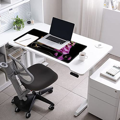 Large Mouse Pad and Keyboard Wrist Rest 31.5x15.75 Desk Mat 3 in 1 Keyboard Wrist Support for Women Girly Mousepad Hummingbird Computer Mat with Non-Slip Rubber Home Office - color: Hummingbird