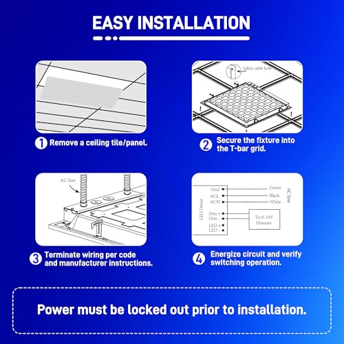 hykolity 2x4 LED Flat Panel Light,30W/40W/50W Dimmable,Drop Ceiling 2 Pack | Selectable Watts 0-10V Dimmable 5000K Daylight 6500LM ETL Recessed Light for Office Classroom Garage Replaces 3-Lamp Fixture