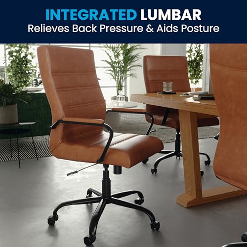 Flash Furniture LeatherSoft Executive Office Chair, Brown/Black | 360° Swivel, Height Adjustable, Commercial Grade - color: Brown Leathersoft/Black Frame