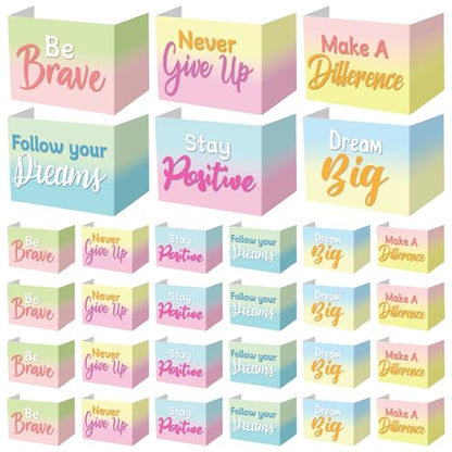 Honoson 24 Pcs Inspirational Privacy Folders for Students | Cardboard Desk Shields with Motivational Words, 6 Designs for Classroom Study, Tri-fold Exam Dividers, Bulk Test Boards - style: Macaron