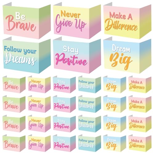 Honoson 24 Pcs Inspirational Privacy Folders for Students | Cardboard Desk Shields with Motivational Words, 6 Designs for Classroom Study, Tri-fold Exam Dividers, Bulk Test Boards - style: Macaron