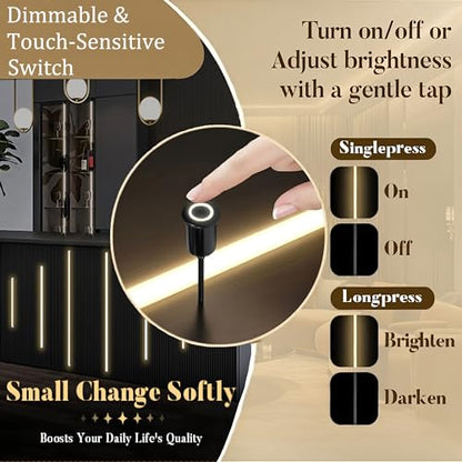 9-Lights LED Recessed Lighting Wall Panel Lights,Self-Adhesive Wood Slat Wall Panel Strip Light,4000K Touchable Switch Dimmable LED Aluminum Channel lamp,Under Cabinet Light(39in+31.5in+23.6in) - color: 9-Lights