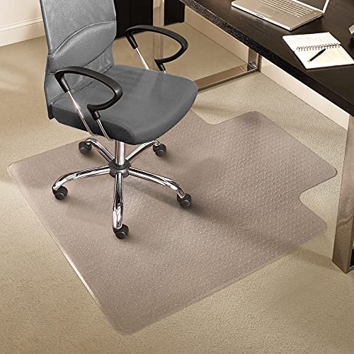 Staples Office Chair Mat, Clear, 45x53 Inch, Medium-Pile Carpet, with Lip | Extended under-desk coverage and smooth glide for carpeted office floors. - size: 45" x 53", style: Medium-Pile