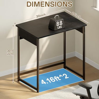 ALISENED 30 Inch Computer Desk, Compact Study Desks for Small Spaces, Small Home Office Desks, Sturdy and Stable, Easy to Assemble, Black - color: Black, size: W-30in