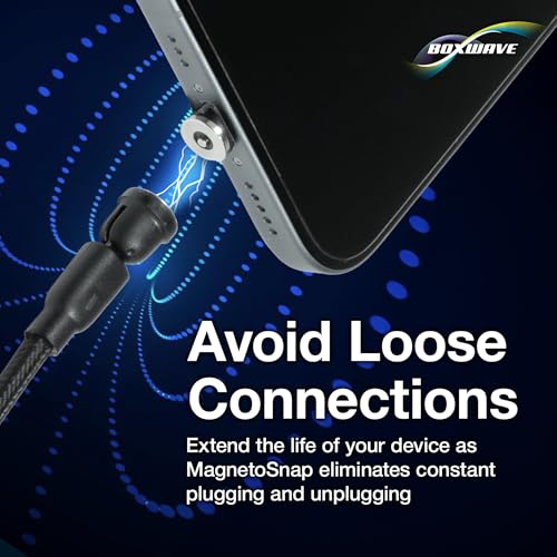 BoxWave Cable Compatible with Logitech Spotlight Presentation Remote - MagnetoSnap AllCharge Cable, Magnet Charging Cable USB Type-C Micro USB - Jet Black