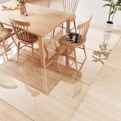 Tempered Glass Chair Mat for Carpet 80"x40", Floor Protector | Ultra Clear Office Chair Mat for Hardwood Floors & Carpets, Heavy Duty 0.2" Scratch-Resistant Surface with Non-Slip Pads - size: 80"x40"
