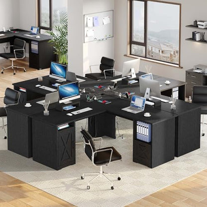 YITAHOME L Shaped Desk with Power Outlets - color: Black