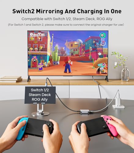 UANTIN USB C to HDMI 2.1 Adapter with 100W USBC Charging Port, Supports [8K, 4K@120Hz/60Hz HDR], 48Gbps Thunderbolt to HDMI Adapter Compatible for Laptop, iPhone 15/16, Switch 1/2, Steam Deck - size: 5.9inch