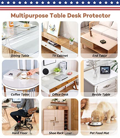 RostiKong Clear Plastic Square Table Top Protector Thick Waterproof Transparent Tablecloth Cover Mat Non Slip PVC Vinyl Table Liner Pad Waterproof Dining Beside Sofa Coffee Tabletop Cloth 30 x 30 Inch - color: Upgraded Clear Rectangle Shape, size: 30" x 3