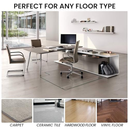 VASUHOME Premium Tempered Glass Floor Mat with Lip - 36" x 47" Large Office Floor Mat for Carpet or Hardwood Floors, 1/5" Thick with 12 Anti-Slip Pads - size: 36" x 47" w/ Lip