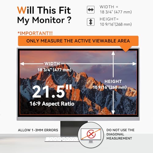 [2 Pack] 21.5 Inch Computer Privacy Screen for 16:9 Widescreen Monitor - size: 21.5" (16:9)