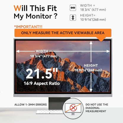 [2 Pack] 21.5 Inch Computer Privacy Screen for 16:9 Widescreen Monitor - size: 21.5" (16:9)