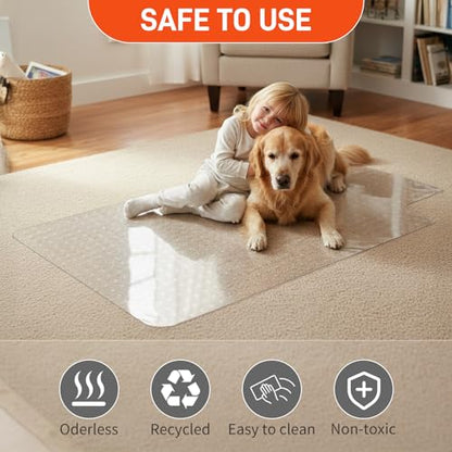 Anti-Slip 30 x 48 in Office Chair Mat for Low Pile Carpets with Lip | Heavy-Duty Easy-Glide Rolling Plastic Floor Mat Fits Gaming or Work Chairs for Home and Office Use - size: 30" x 48" for Carpet with Lip