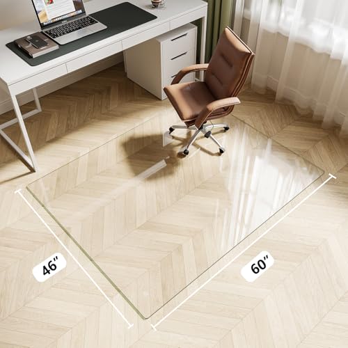 Glass Chair Mat 46" x 60" Tempered Glass Office Chair Mat - color: Transparent, size: 60" x 46"
