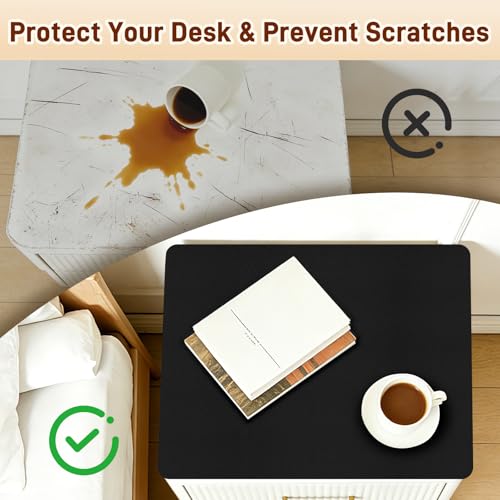 PU Leather Desk Protector/Nightstand Mat, 13.8X10.8 in Black - color: Black, size: 13.8" x 10.8"