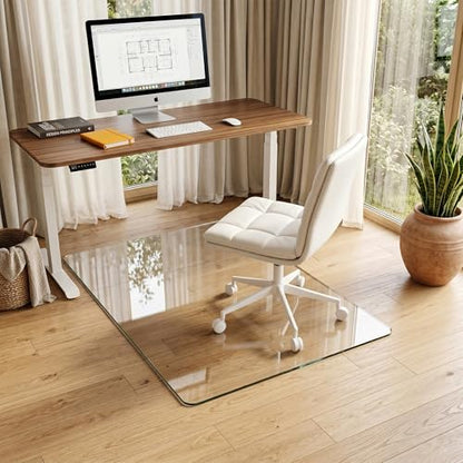 Tempered Glass Chair Mat for Hardwood Floor & Low Pile Carpet, 30" x 48" Heavy Duty Office Chair Mat with Non-Slip Pads, Scratch Resistant Floor Protector for Home Office - size: 30" x 48"