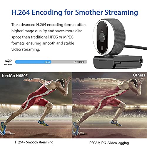 NexiGo N680E 1080P Webcam with Ring Light, Privacy Cover and Dual Microphone, Advanced Auto-Focus, Adjustable Brightness, Streaming Web Camera for Zoom Skype Facetime, PC Mac Laptop Desktop - style: Webcam with Light