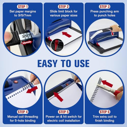 Electric Spiral Coil Binding Machine,4:1 Pitch 20 Sheet Punch