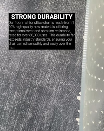 Large Office Chair Mat for Carpet with Lip, 46"x60" Slip-Resistant | Heavy-Duty Clear Mat, 4mm Studded Grip, 60,000+ Use Rating, Smooth Glide, Protects Low-Medium Pile Carpets - size: 46" x 60"