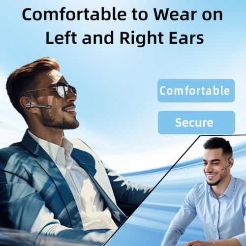 Bluetooth Headset Wireless Earpiece Single Ear Earphones for iOS Android | Noise Canceling Microphone 160H Standby Time Hands Free Calling for Business Office Gaming Samsung Phones
