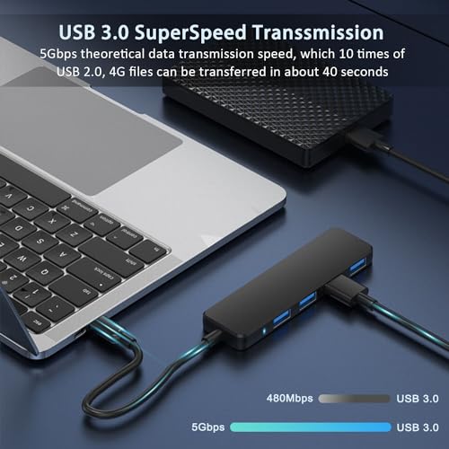 VIENON USB C Hub with 4 USB 3.0 Female Ports, USB C Splitter USB Extender for C Port Laptop, iMac Pro, MacBook, iPad Pro, Dell, Acer, HP, ASUS, Printer, Camera,Keyborad, Mouse etc-2ft
